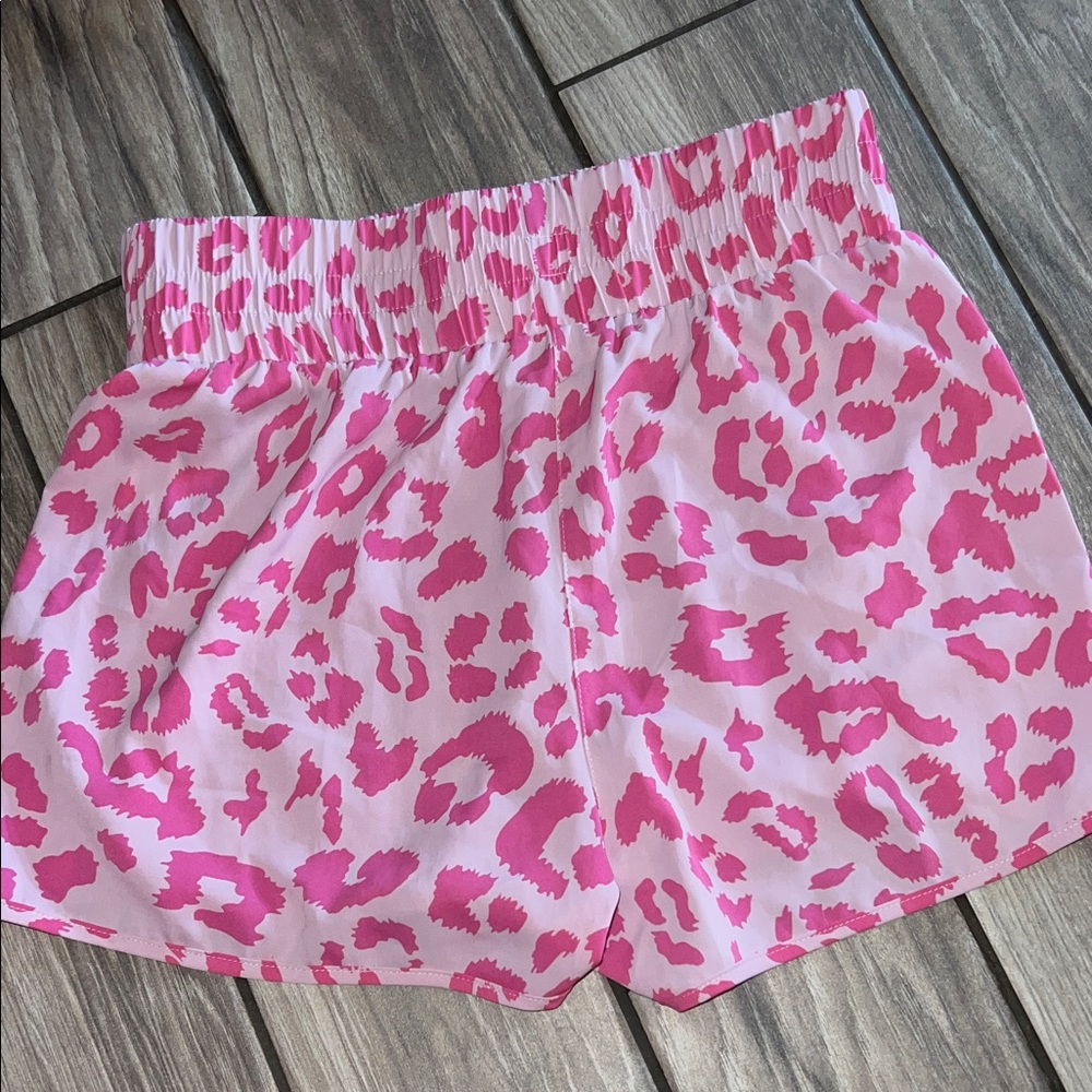 SHEIN Pink Animal Print Athletic Shorts